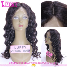 Cheap Factory price natural black loose wave silk top glueless full lace wig